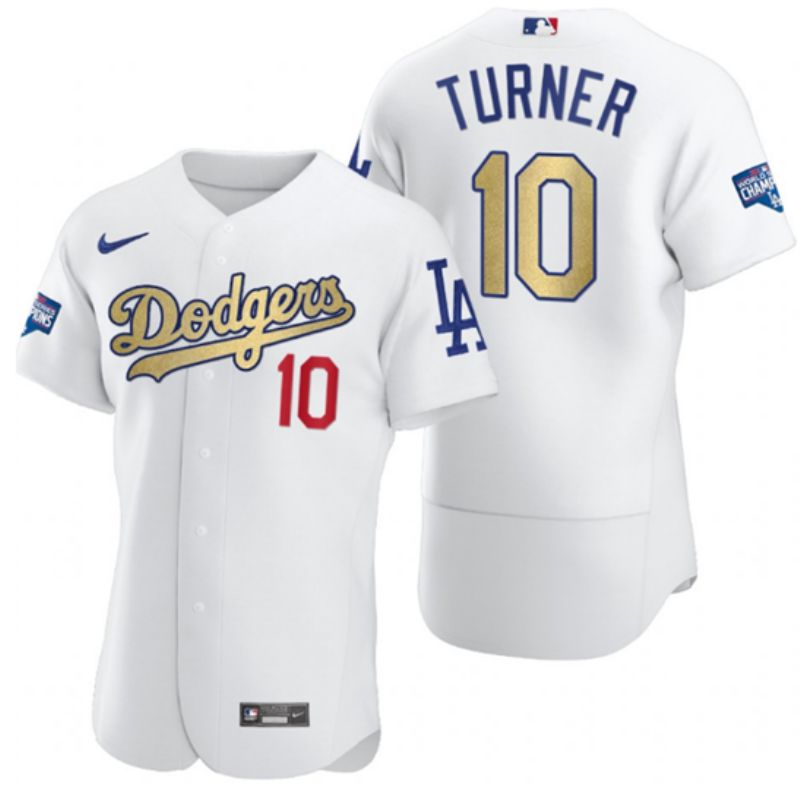 Men Los Angeles Dodgers #10 Justin Turner White 2020 World Series Champions  Authentic Player MLB Jersey->los angeles dodgers->MLB Jersey